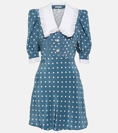 Шелковое мини-платье в горошек ALESSANDRA RICH, синий