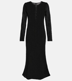 Трикотажное платье макси с эффектом металлик TOM FORD, черный