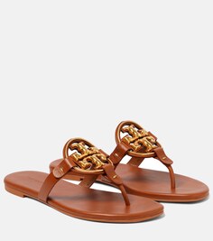 Кожаные сандалии Metal Miller Soft Tory Burch, коричневый