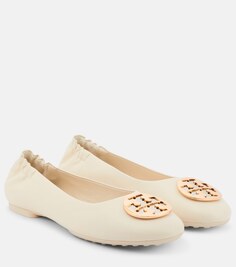 Кожаные балетки Claire Tory Burch, белый