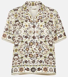 Шелковая рубашка с принтом TORY BURCH, разноцветный