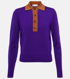 Шерстяной свитер-поло TORY BURCH, фиолетовый