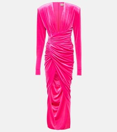 Бархатное платье миди с драпировкой ALEXANDRE VAUTHIER, розовый