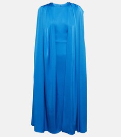 Платье миди Beckett из атласного крепа ALEX PERRY, синий