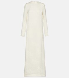 Жаккардовое платье макси с цветочным принтом TOTEME, белый