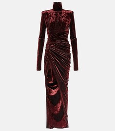 Бархатное платье макси с драпировкой ALEXANDRE VAUTHIER, красный