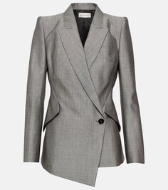 Пиджак из шерсти и мохера ALEXANDER MCQUEEN, серый