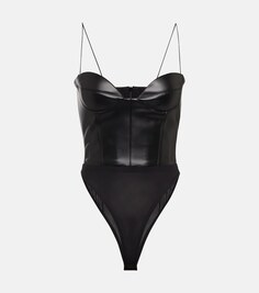 Боди Halston из искусственной кожи ALEX PERRY, черный