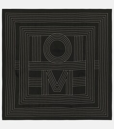 Шелковый шарф с вышитым логотипом Toteme, черный