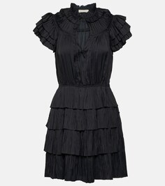 Плиссированное атласное мини-платье Vesna ULLA JOHNSON, черный