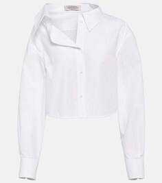 Укороченная хлопковая рубашка асимметричного кроя VALENTINO, белый