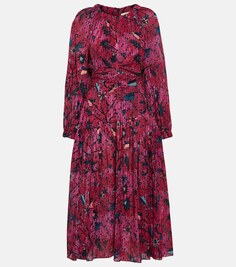 Платье миди Helia из смесового хлопка с принтом ULLA JOHNSON, разноцветный