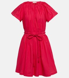 Платье мини Jessa из хлопкового поплина ULLA JOHNSON, розовый