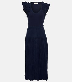 Платье миди из смесового хлопка Virginia ULLA JOHNSON, синий