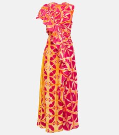 Платье макси Lali из шелка с принтом ULLA JOHNSON, разноцветный
