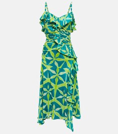 Платье миди Zoya с принтом ULLA JOHNSON, разноцветный