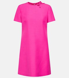 Мини-платье из крепа из шерсти и шелка с бантом VALENTINO, розовый
