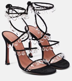 Декорированные кожаные сандалии Tina Amina Muaddi, черный