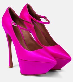 Атласные туфли-лодочки Yigit на платформе Amina Muaddi, розовый