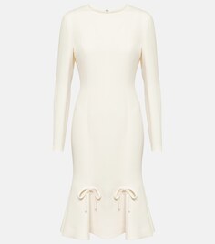 Платье миди из крепа VALENTINO, белый