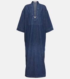Украшенный джинсовый кафтан из шамбре VALENTINO, синий