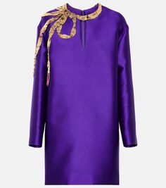Украшенное атласное мини-платье VALENTINO, фиолетовый