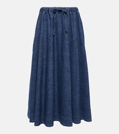 Джинсовая юбка миди из шамбре VALENTINO, синий