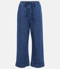 Широкие джинсовые брюки с кулиской VALENTINO, синий