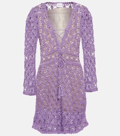Мини-платье Bianca из хлопка крючком ANNA KOSTUROVA, фиолетовый