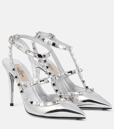 Туфли Rockstud из зеркальной кожи Valentino Garavani, металлик