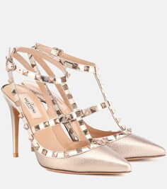 Туфли Rockstud из металлизированной кожи Valentino Garavani, металлик