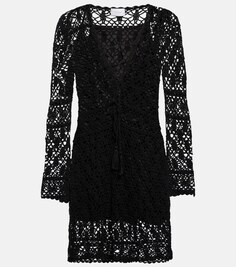 Мини-платье Bianca из хлопка крючком ANNA KOSTUROVA, черный