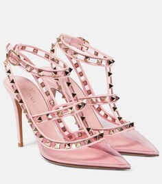 Туфли-лодочки Rockstud из кожи и ПВХ Valentino Garavani, розовый