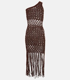 Мини-платье цыганского вязания крючком ANNA KOSTUROVA, коричневый