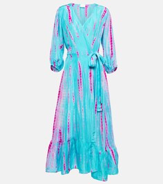 Платье миди с запахом и принтом ANNA KOSTUROVA, разноцветный