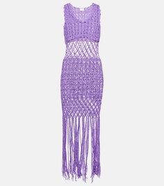 Мини-платье цыганского вязания крючком ANNA KOSTUROVA, фиолетовый