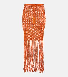 Хлопковая юбка крючком ANNA KOSTUROVA, оранжевый