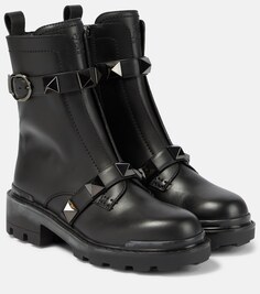 Кожаные армейские ботинки Roman Stud 40 Valentino Garavani, черный