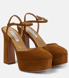 Замшевые туфли на платформе Groove Plateau 120 Aquazzura, коричневый