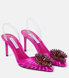 Туфли-лодочки Crystal Margarita с ремешком на пятке Aquazzura, розовый