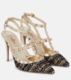 Твидовые туфли Rockstud Valentino Garavani, черный