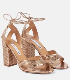 Сандалии Ari 85 из металлизированной кожи Aquazzura, золотой