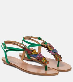 Замшевые сандалии Papillon на ремешках Aquazzura, разноцветный