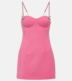 Украшенное мини-платье из шерсти AREA, розовый