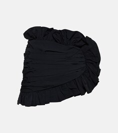 Асимметричная мини-юбка с оборками AREA, черный