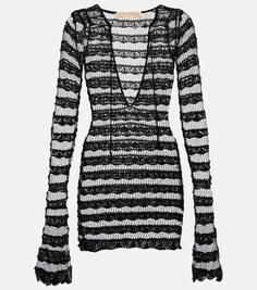 Полупрозрачное кружевное мини-платье AYA MUSE, черный