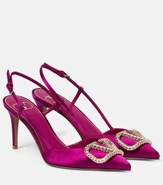 Атласные туфли-лодочки с ремешком на пятке VLogo Valentino Garavani, фиолетовый
