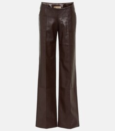 Широкие брюки из искусственной кожи AYA MUSE, коричневый