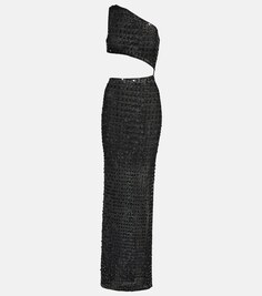 Платье макси Gia с вырезами на одно плечо AYA MUSE, черный