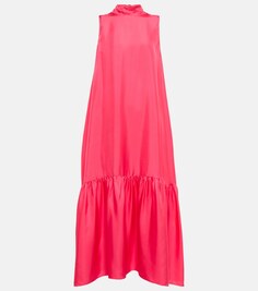 Платье макси Oslo из шелкового твила ASCENO, розовый